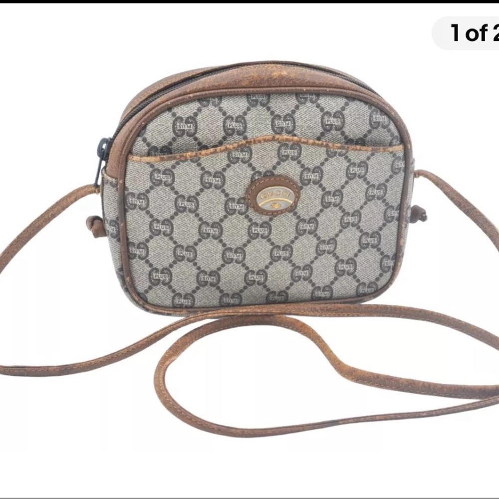 Gucci Brown and Cream Crossbody Bag with Iconic Monogram